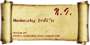Nedeczky Irén névjegykártya